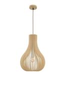 SOHO Natural Wood Brown Fabric Cable Solid Wood Canopy LED E27 1x12 Watt 230 Volt IP20 Bulb Excluded D: 38 H1: 55 H2: 245 cm image