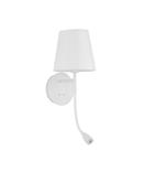 NIA White Metal White Fabric Shade Switch On/Off LED 3 Watt 3000K 180Lm LED E14 1x5 Watt 230 Volt IP20 Bulb Excluded L:19 W: 16 H: 30 cm image