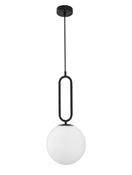 GRUS Matt Black Metal Opal Glass LED E27 1x12 Watt 230 Volt IP20 Bulb Excluded D: 25 H1: 56 H2: 120 cm image