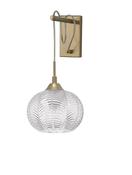 VARIO Clear Glass &amp; Satin Gold Metal LED E27 1x12 Watt 230 Volt IP20 Bulb Excluded L: 19 W: 13.5 H: 40 cm image