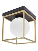 JULIET Brass &amp; Black Metal White Opal Glass LED E14 1x5 Watt IP20 Bulb Excluded L: 18.5 W: 18.5 H: 20 cm image
