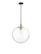 MIRALE Gold Metal Clear Glass &amp; Black PVC Wire LED E27 1x12 Watt 230 Volt IP20 Bulb Excluded D: 25 H1: 26 H2: 181 cm