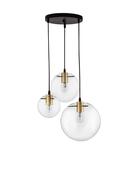 MIRALE Clear Glass &amp; Gold Metal Black PVC Wire LED E27 3x12 Watt 230 Volt IP20 Bulb Excluded D: 42.5 H1: 59 H2: 170 cm image