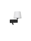 SAVONA White Fabric Shade &amp; Sandy Black Aluminium Adjustable - Switch On/Off LED Samsung 3 Watt 210Lm 3000K LED E27 1x12 Watt 230 Volt IP20 Bulb Excluded L: 27.5 W: 24 H: 32 cm
