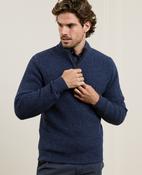Fionn Fisherman Rib 1/4 Zip Jumper in Navy Blue