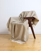 Wool Throw - Camel &amp; White Herringbone image