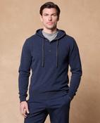 Connor Dark Indigo &amp; Graphite Knitted Hoodie