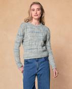 Cora Crew Cable Knit - Pale Blue &amp; Grey image