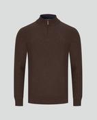 Liam Cotton 1/4 Zip Jumper - Peat Brown