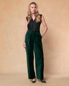 Luna Bottle Green Velvet Trousers image
