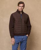 Shannon Knitted Jacket with Tweed Panel - Brown
