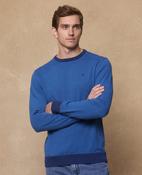 Sam Cotton Crew Jumper - Blue &amp; Navy