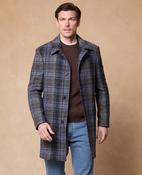 Derg Navy and Oat Plaid Donegal Tweed Car Coat