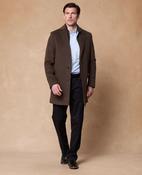 Cork Chocolate Brown Wool Blend Covert Coat