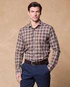 Nephin Brushed Cotton Shirt - Burgundy Check image