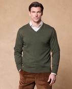 Rory Cotton V Neck Jumper - Country Green