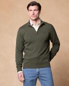 Sean Cotton 1/4 Zip Knitwear - Country Green