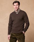 Rory Cotton V Neck Jumper - Peat Brown