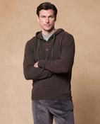 Connor Earth Brown &amp; Moss Green Stripe Knitted Hoodie