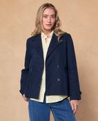 Saoirse Irish Tumbled Linen DB Coat - Navy image