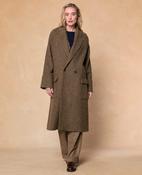 Sophie Woodland Green Herringbone Donegal Tweed Coat image