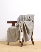 Wool Throw - Grey &amp; White Herringbone image