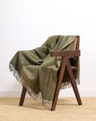 Wool Throw - Green &amp; Oat Stripe  image