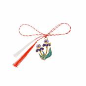 Iris Flower Martisor with Red Safety Pin