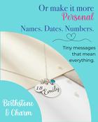 Personalised Birthstone &amp; Charm Name Necklace image