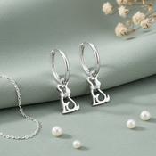 Paws and Sparkle Dog with Crystal Charm Hoop Earrings in 925 Sterling Silver