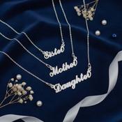 Sterling Silver Family Name Necklace – Daughter, Sister, Mother &amp; Mom image