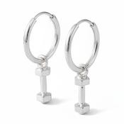 Fitness Enthusiast Charm Hoop Earrings | 925 Sterling Silver with Dumbbell Charm