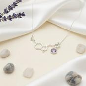 Be Happy Serotonin Molecule Necklace | 925 Sterling Silver Pendant with Detachable Birthstone image
