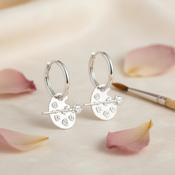 Artist's Muse Rose on Paint Palette Charm Hoop Earrings | 925 Sterling Silver image