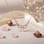 Exquisite Rose Gold Dainty Bow Pendant Necklace image