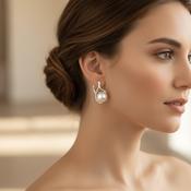Classic Pearl Drop Earrings | 925 Sterling Silver with Austrian Crystal Pearls image