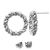 Braided Hoop Stud Earrings in Sterling Silver image