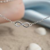 Infinity with Crystals Anklet Bracelet in 925 Sterling Silver image
