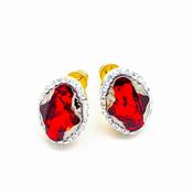 Majesty - Gold Oval Tribe Crystal Stud Earrings image