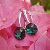 Round Chaton Crystal Drop Earrings in Silver image