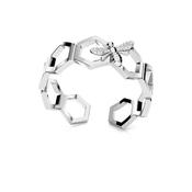 Honeycomb with Bee Silver Ring