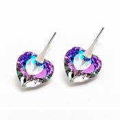 Silver Heart Drop Earrings (Medium-Sized Crystal) image