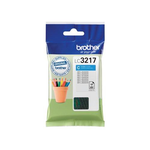 Brother LC3217 Cyan Inkjet Cartridge - Image Features: Brother, LC3217, Cyan, A4, 550