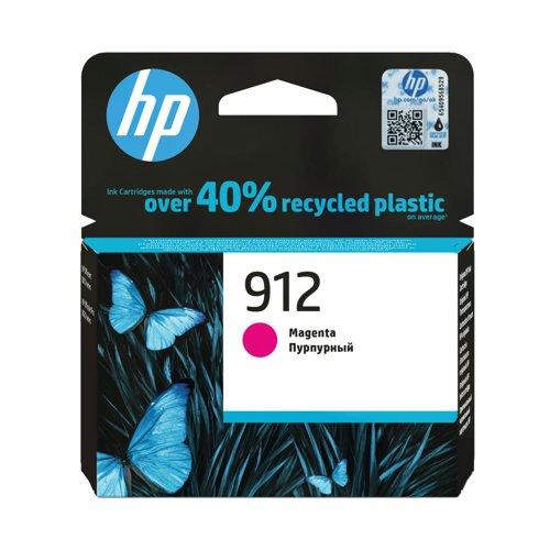 HP 912 Magenta Ink Cartridge - Original, Recycled Plastic