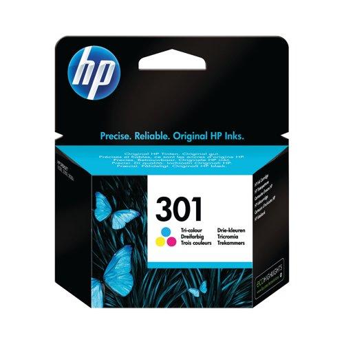 HP 301 Original Tri-color Ink Cartridge 3-ml with Butterflies and Grass Design, 150 Page Yield, Compatible with HP DeskJet, ENVY, OfficeJet Printers
