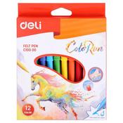 Deli Felt Pen Washable 1.0mm 12 Colours