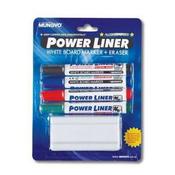 Powerliner Whiteboard Marker Chisel Ast 4s Eraser