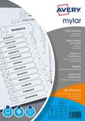 Avery Index Mylar 1-31 Punched Mylar-reinforced Tabs 150gsm A4 White Ref 05465061