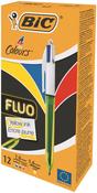 Bic 4 Colour Ballpen Fluo Bx12