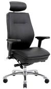 Domino High Back Black Ergonomic Posture Chair With Arms And Headrest Black Bonded Leather